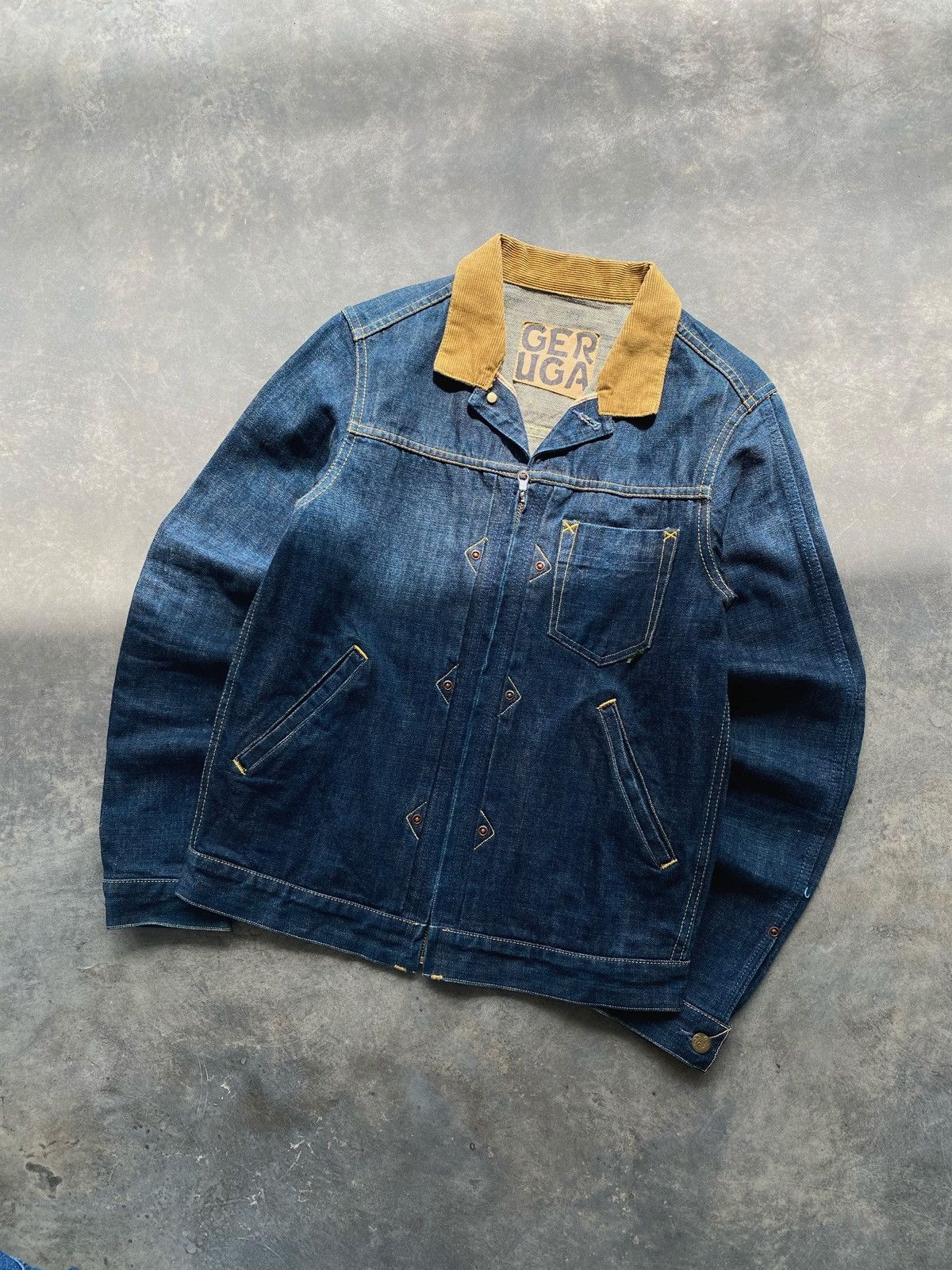If Six Was Nine × Japanese Brand 🇯🇵Vtg Geruga Japan 14Oz Selvedge Denim Jacket🇯🇵 Size US M / EU 48-50 / 2 - 2 Thumbnail