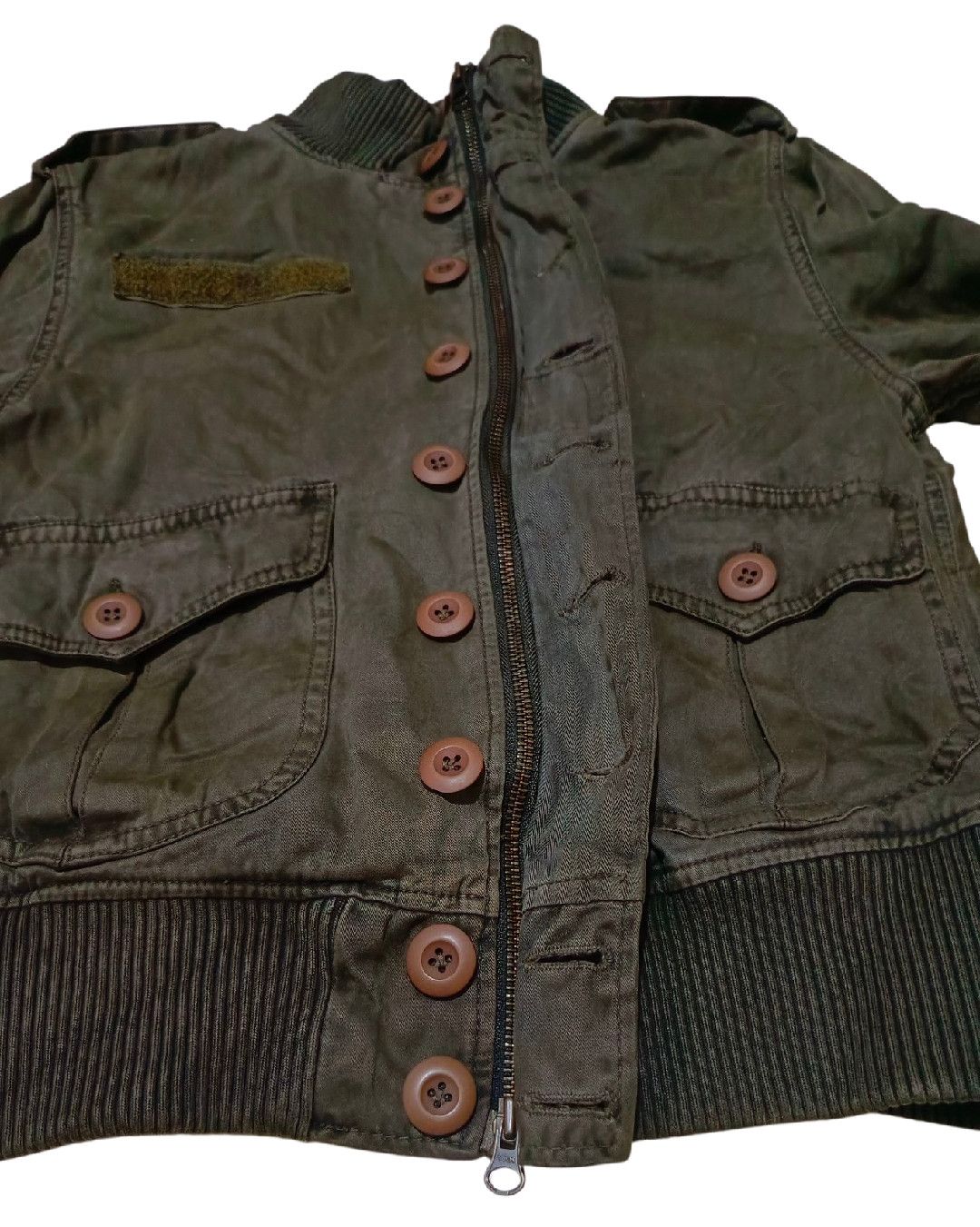 If Six Was Nine × Vintage 🇯🇵💥 Royal Blue Windproof Smock Olive Crop Bomber Jacket Size M / US 6-8 / IT 42-44 - 4 Thumbnail
