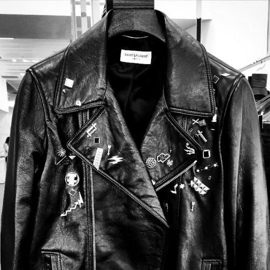 image of Hedi Slimane x Saint Laurent Paris Goatskin Leather Motorcycle Jacket Fw15 in Black (Size Small)