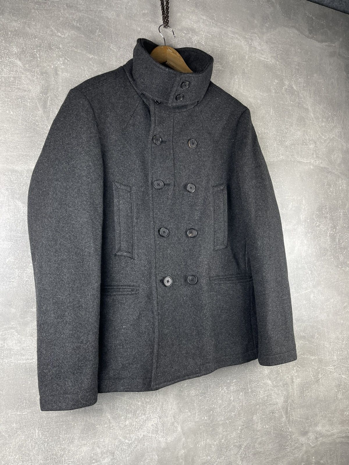 Allsaints AllSaints Spitalfields Double Breasted Wool Peacoat Jacket Size US L / EU 52-54 / 3 - 3 Thumbnail