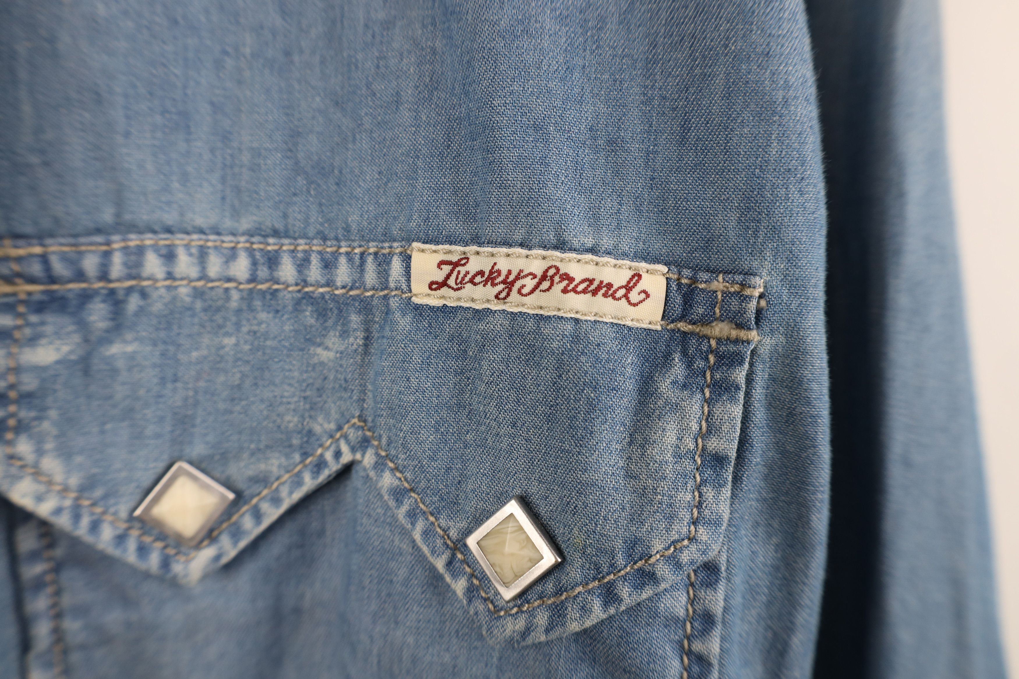Lucky Brand Vintage Lucky Brand Western Rodeo Denim Snap Button Shirt Size US L / EU 52-54 / 3 - 5 Thumbnail