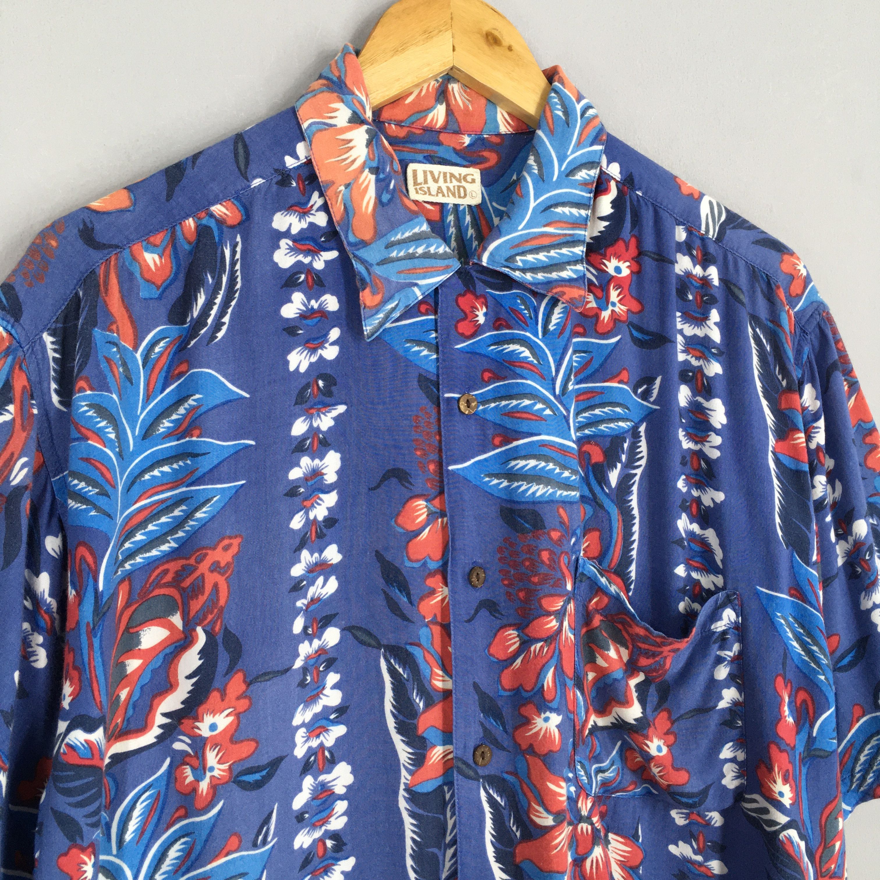 Vintage 90s Living Island Hibiscus Flower Tropical Hawaii Shirt Size US L / EU 52-54 / 3 - 3 Thumbnail