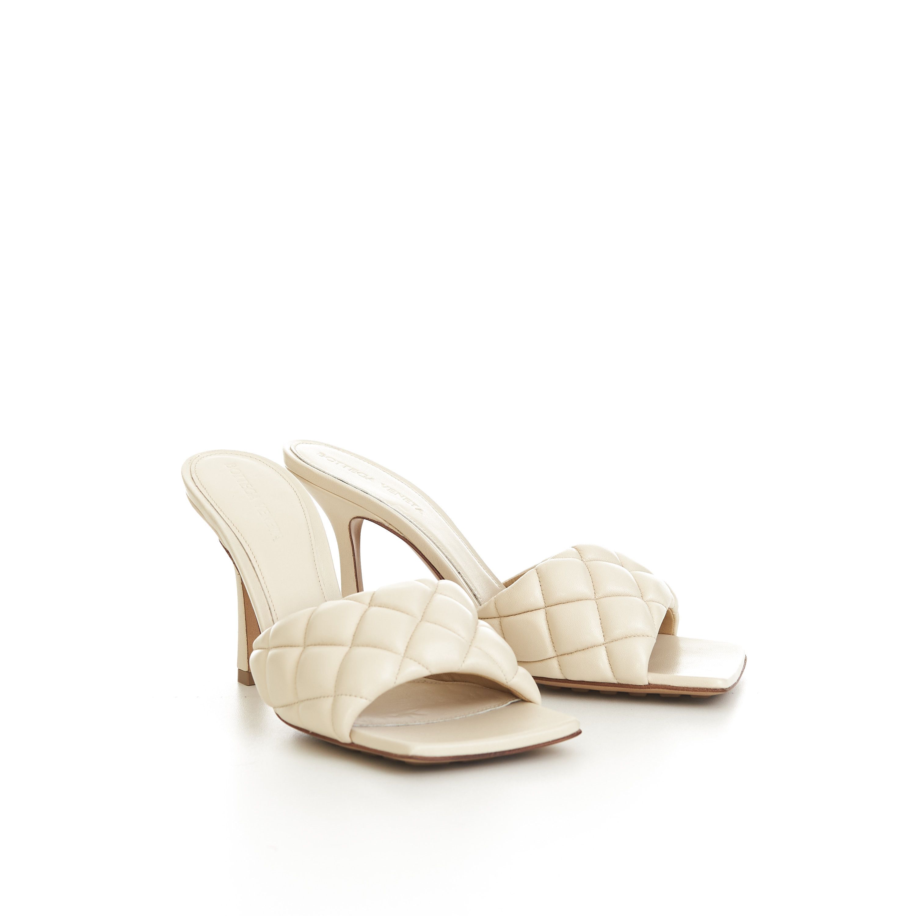 Bottega Veneta Padded Mules In Seasalt White Quilted Leather Size US 10 / IT 40 - 11 Thumbnail
