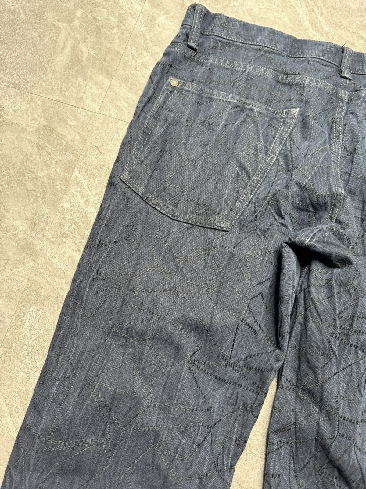 Issey Miyake IsseyMiyakeMen A/W15 Indigo Dyed 3D stitching Pattern Jeans Size US 33 - 9 Thumbnail
