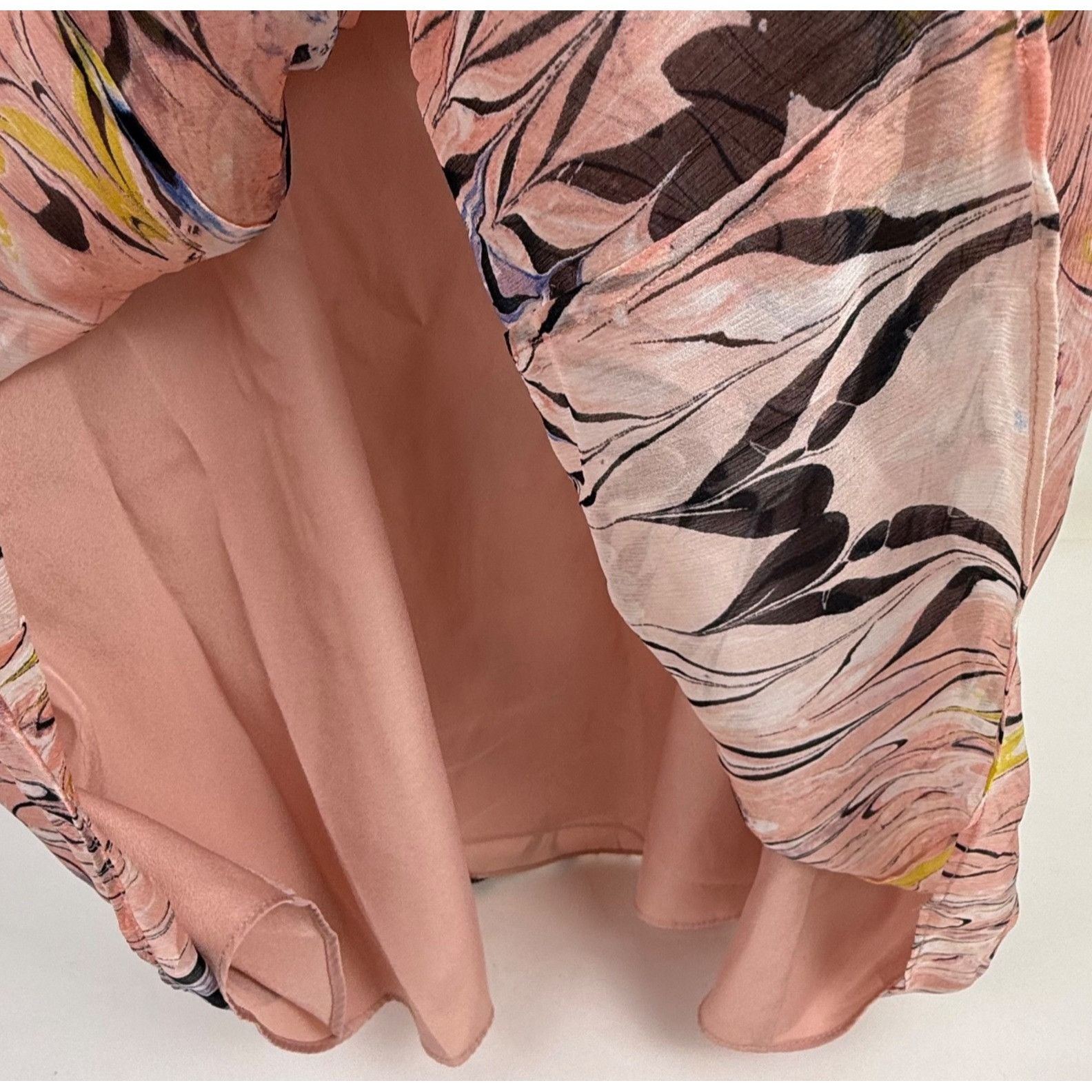 J.Crew J.Crew Pink Marbled Print Silk Chiffon Cap-Sleeve A-Line Kne Size M / US 6-8 / IT 42-44 - 4 Thumbnail