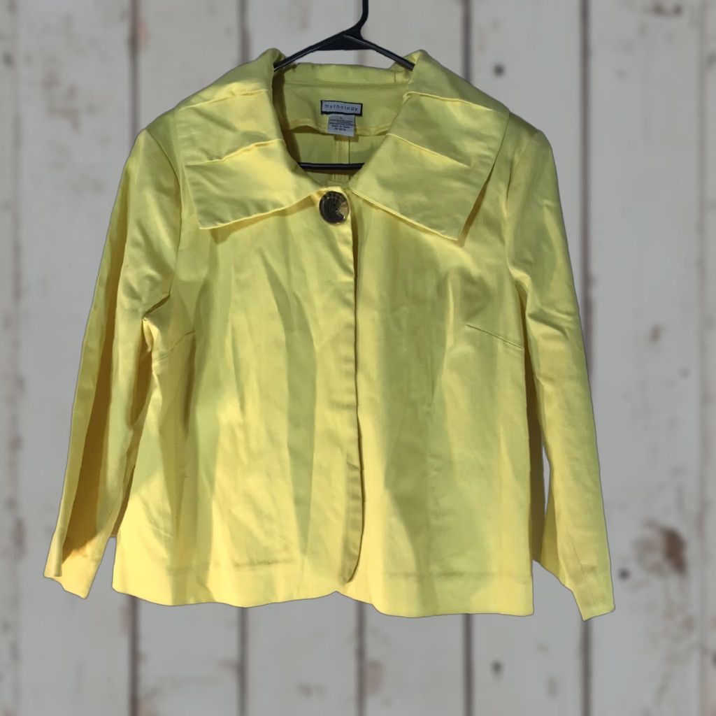 Vintage Mythology Women's Yellow Casual Jacket L Short Sleeve Breathable Lightweight Cotton Spandex Fall Winter Size L / US 10 / IT 46 - 1 Thumbnail
