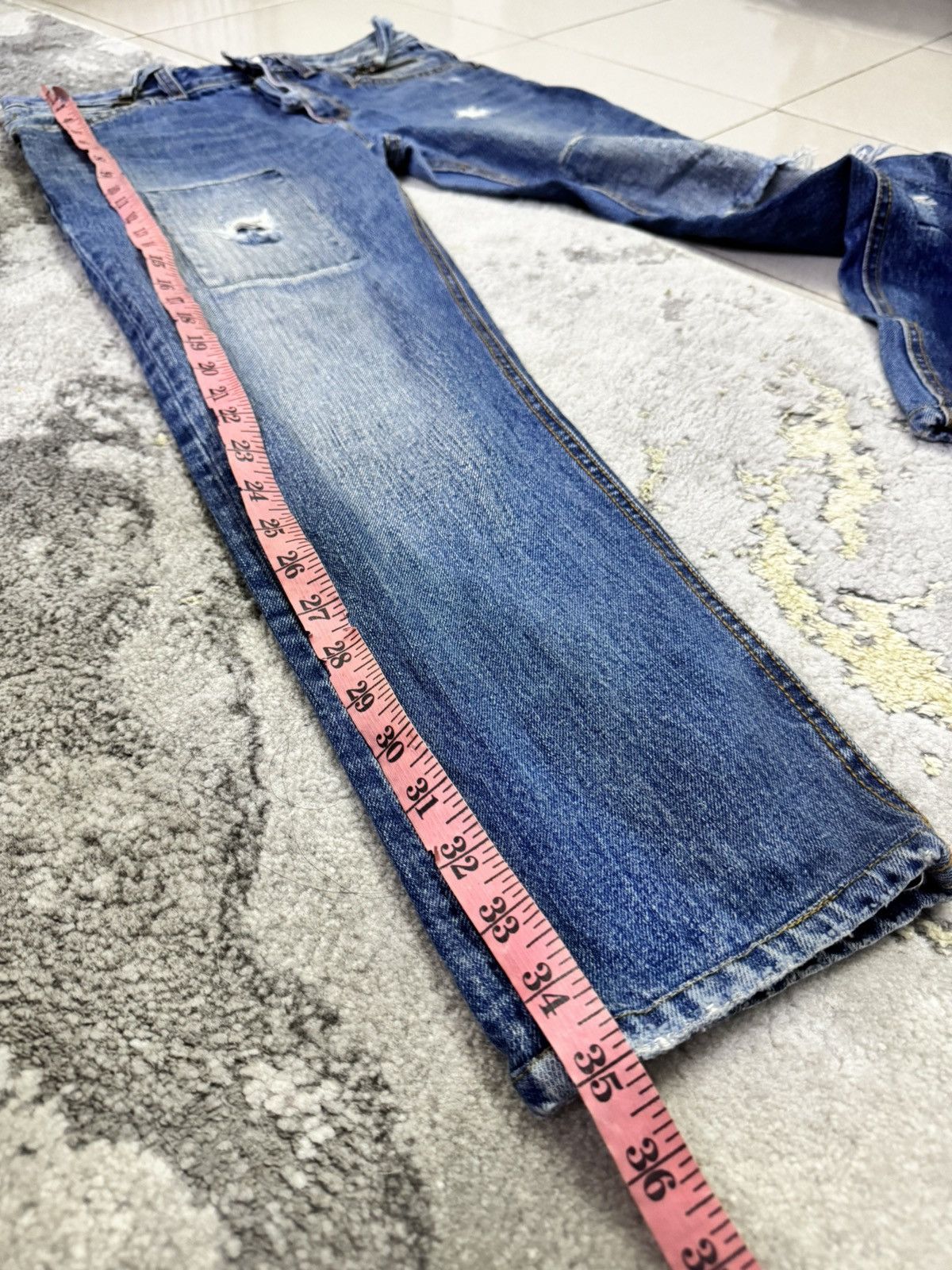 Vintage MOVEMENT MADE IN KOREA DISTRESSED JEANS Size 32" / US 10 / IT 46 - 4 Thumbnail