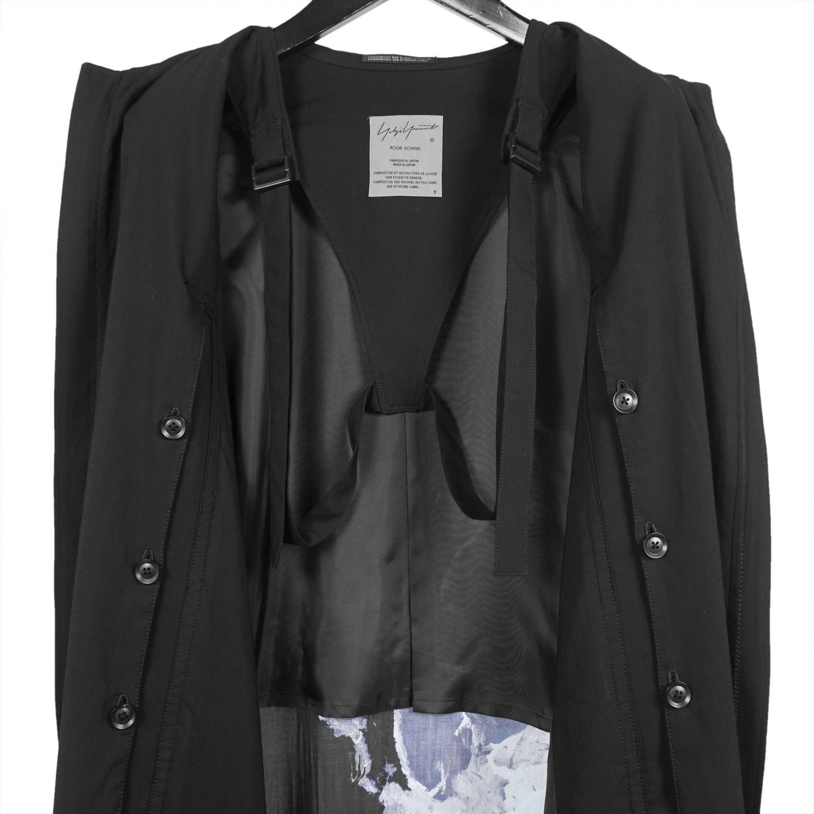 Yohji Yamamoto Yohji Yamamoto Pour Homme - Printed Rayon Cape Coat Size US S / EU 44-46 / 1 - 9 Thumbnail