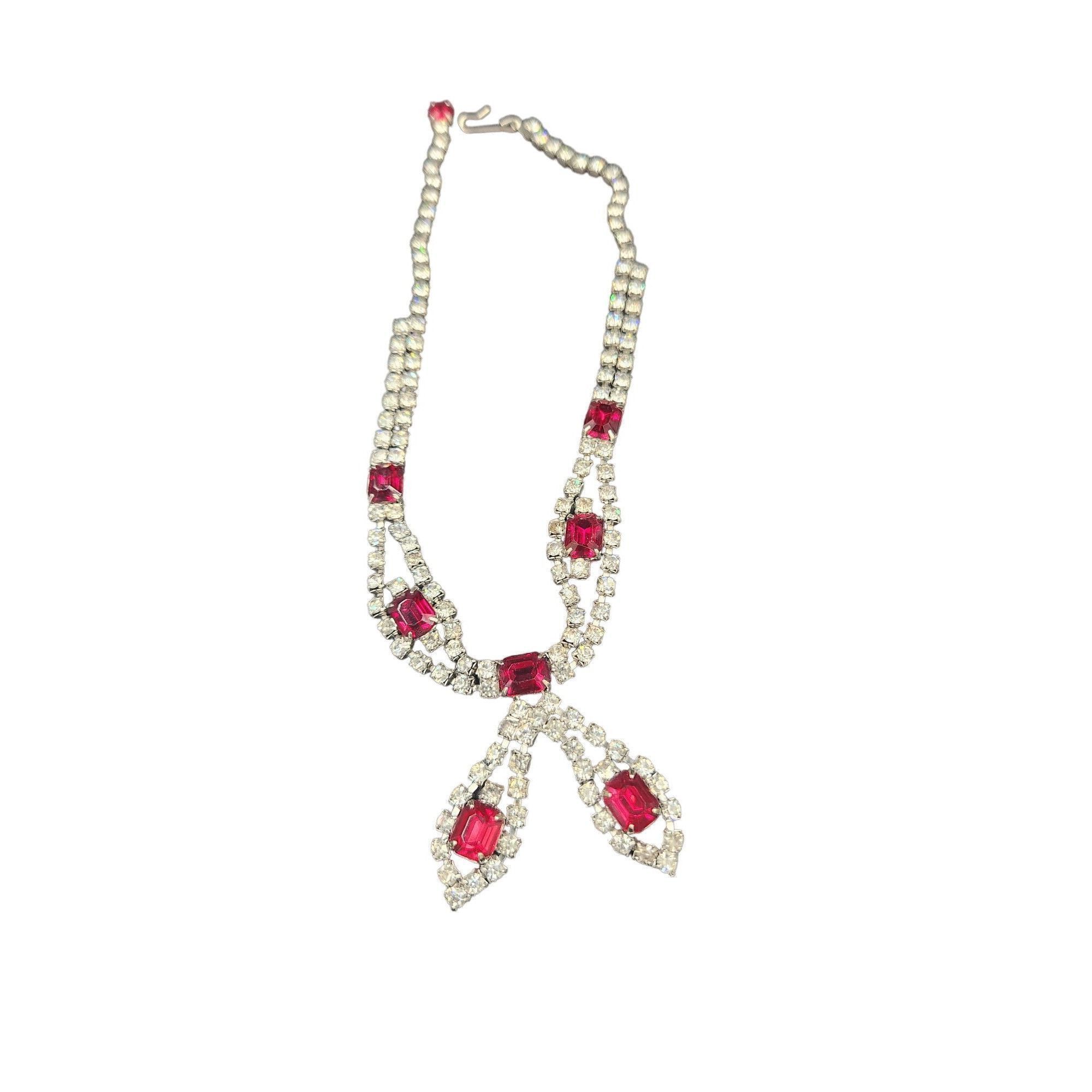 Other Red Rhinestone & Crystal choker adjustable necklace. Size ONE SIZE - 1 Thumbnail