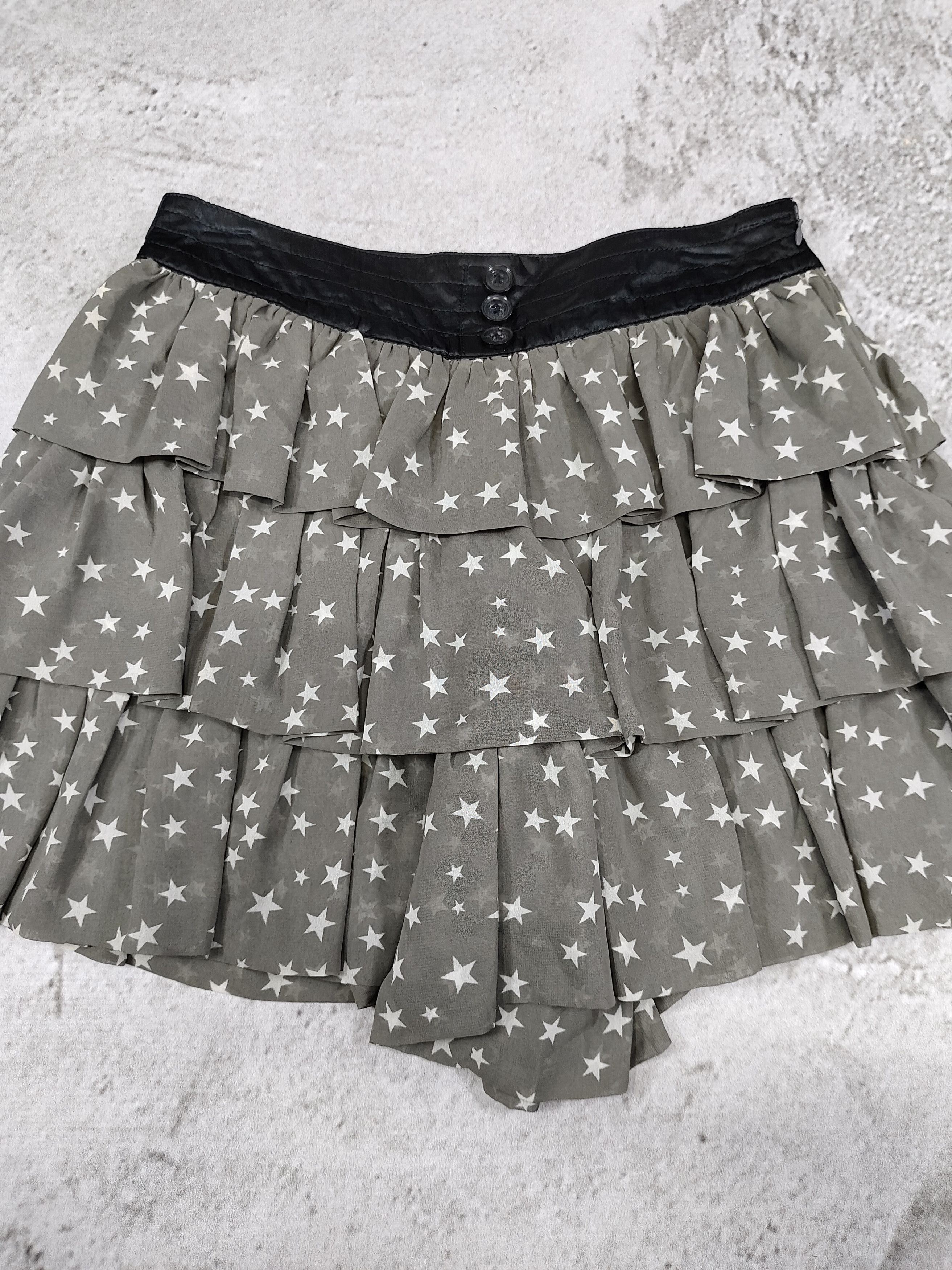 Japanese Brand Fr Japan- Feminine Coquette Star Print Tiered Ruffle Skort Size 30" / US 8 / IT 44 - 2 Thumbnail