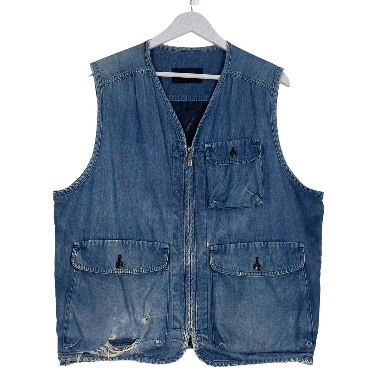 Burberry × Vintage 💥BURBERRY TANKTOP VEST DISTRESSED DENIM Size US L / EU 52-54 / 3 - 1 Thumbnail