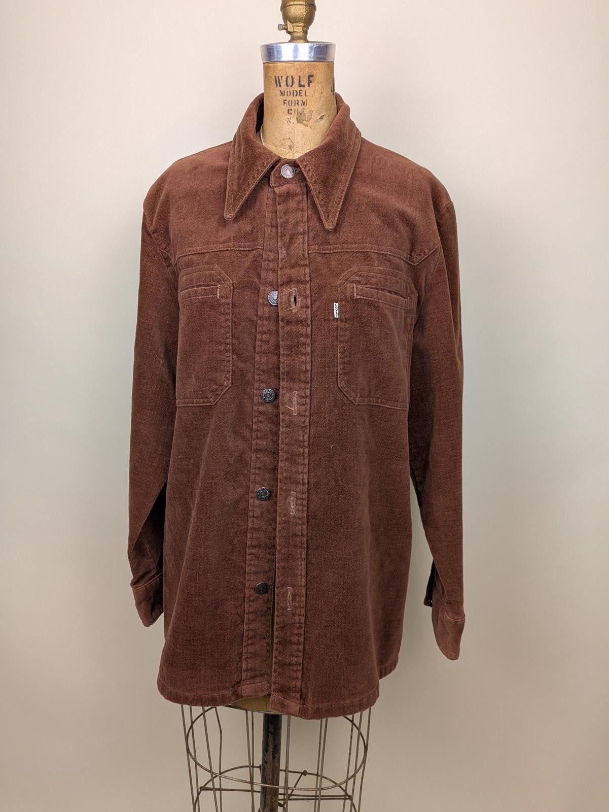 Levi's 1970s Levis rare corduroy white tab button up work shirt Size US L / EU 52-54 / 3 - 1 Thumbnail