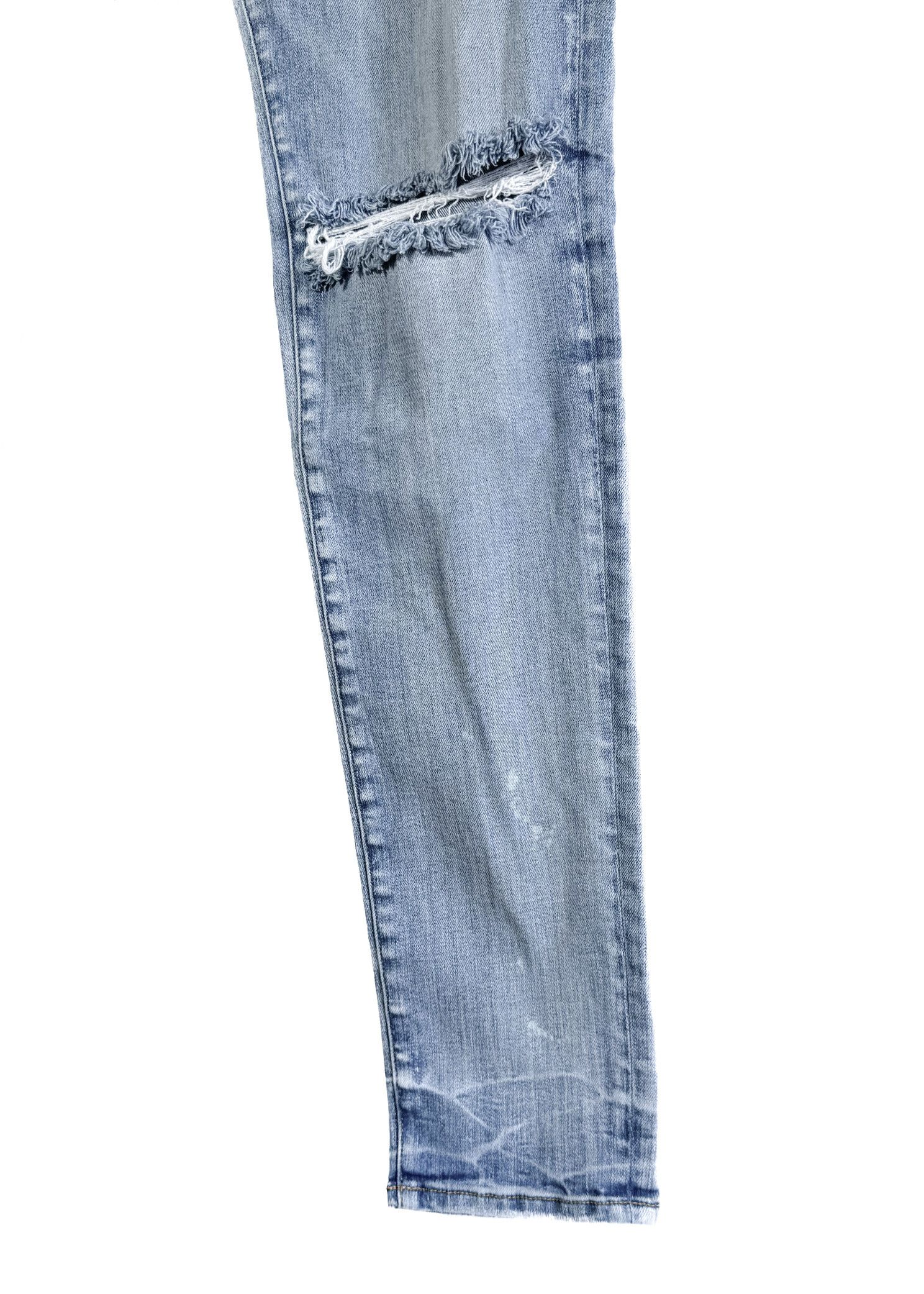 Amiri Amiri Washed Blue Knee Slit Stack Jeans Size US 34 / EU 50 - 2 Thumbnail