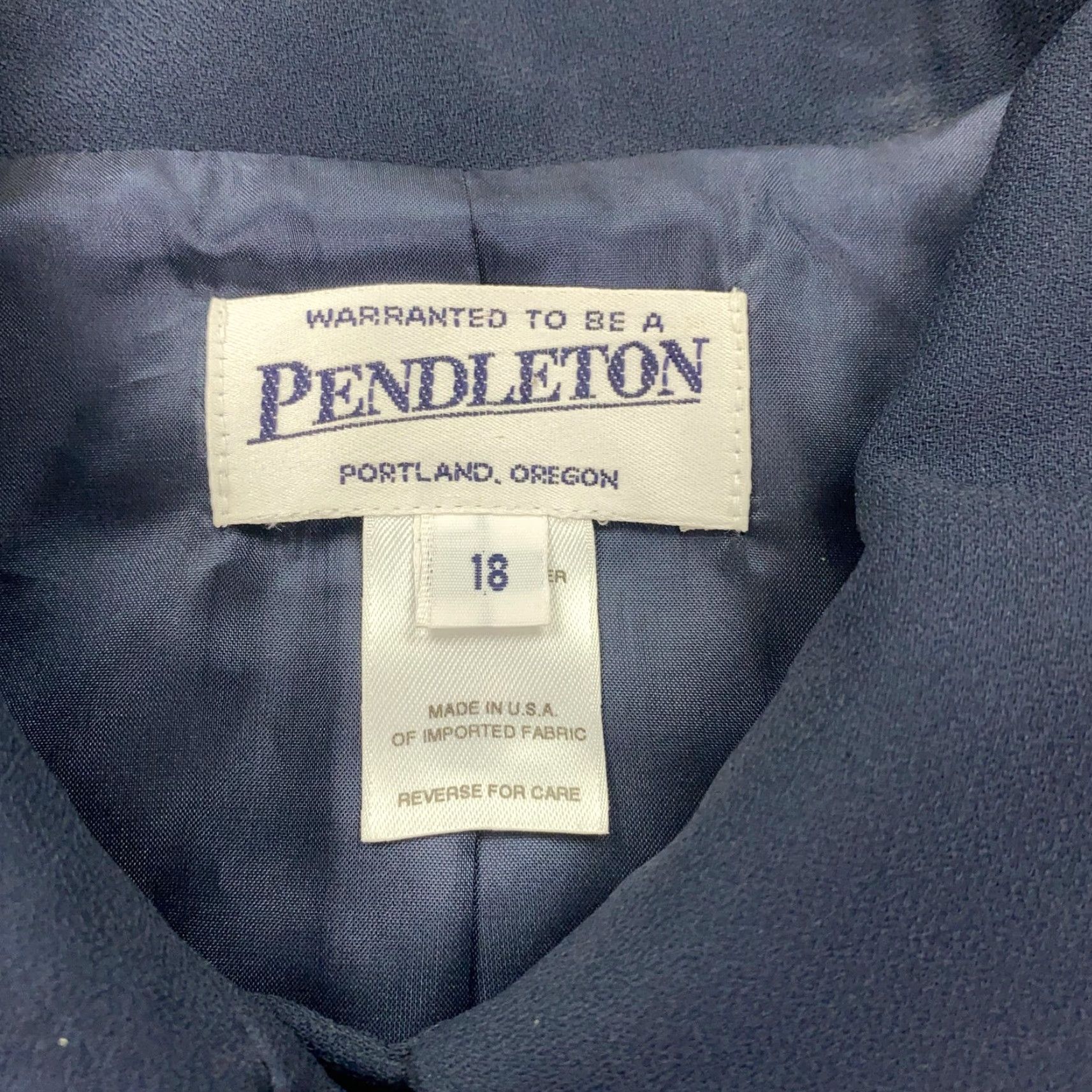 Pendleton Pendleton Jacket Womens 18 Navy Blue Button Front Cropped Lined Blazer Made in USA Polyest Size XXL / US 16-18 / IT 52-54 - 3 Thumbnail