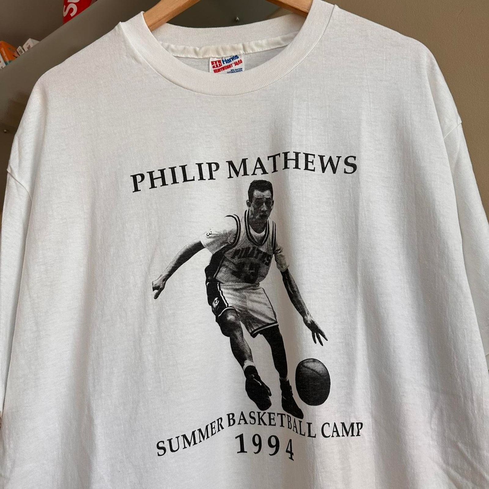 Hanes × Vintage Vintage 1994 Philip Mathews Summer Basketball Camp T-shirt Size US XL / EU 56 / 4 - 3 Thumbnail