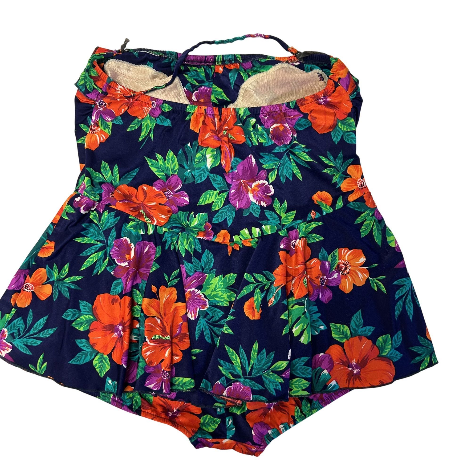 Other Vtg Maxine of Hollywood Bright VIBRANT FLORAL Tiere Swimsuit Size L / US 10 / IT 46 - 2 Thumbnail