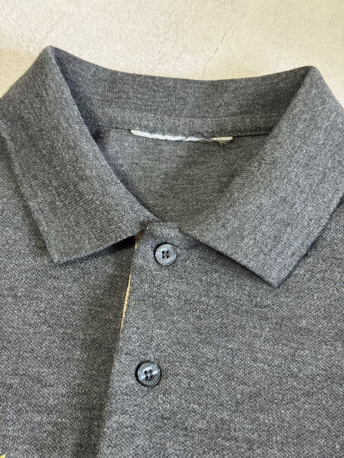 Burberry Burberry Polo Shirt Embroidered Big Logo Gray Mens Luxury Size US L / EU 52-54 / 3 - 6 Thumbnail