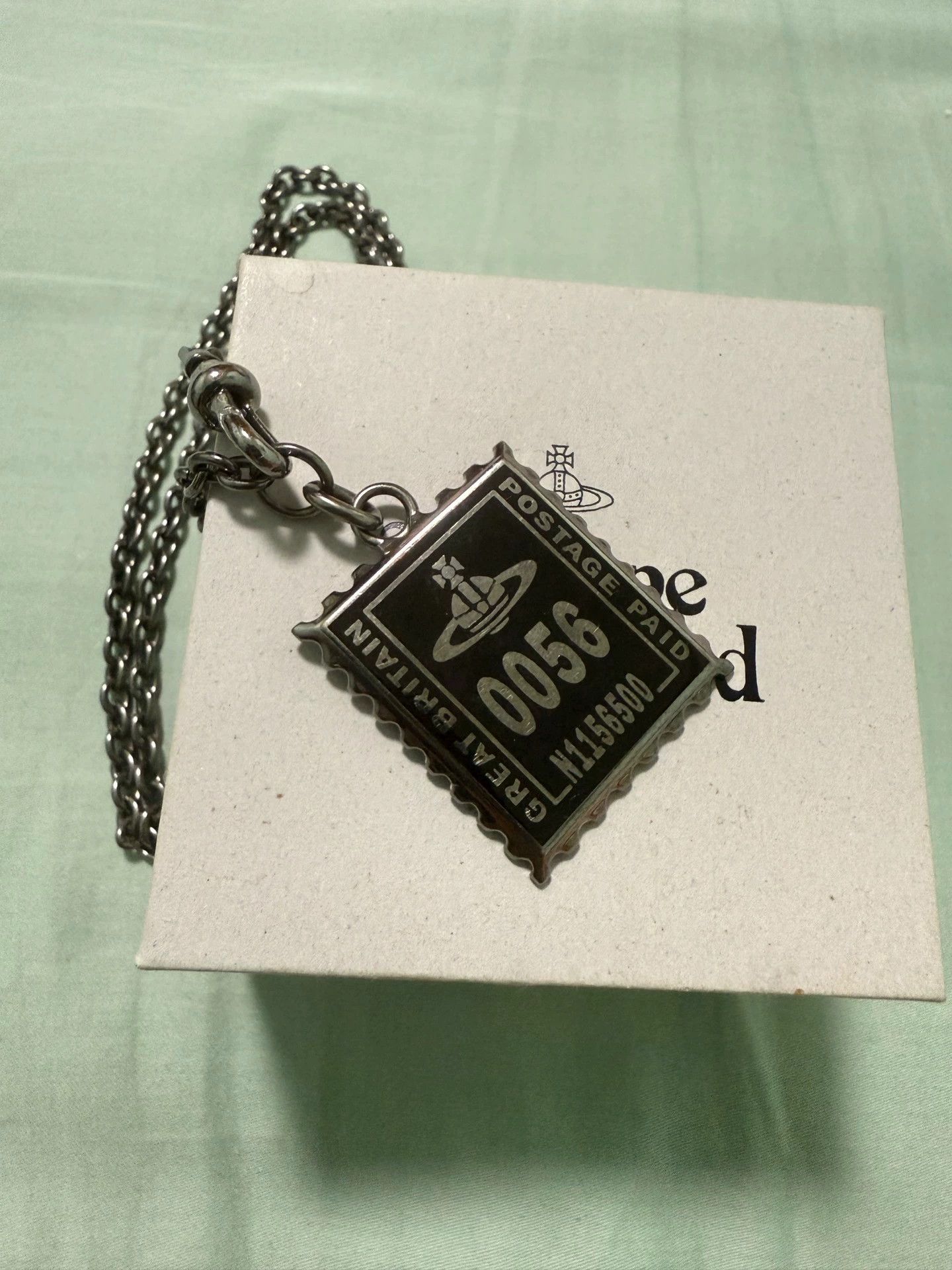 vintage postage stamp necklace