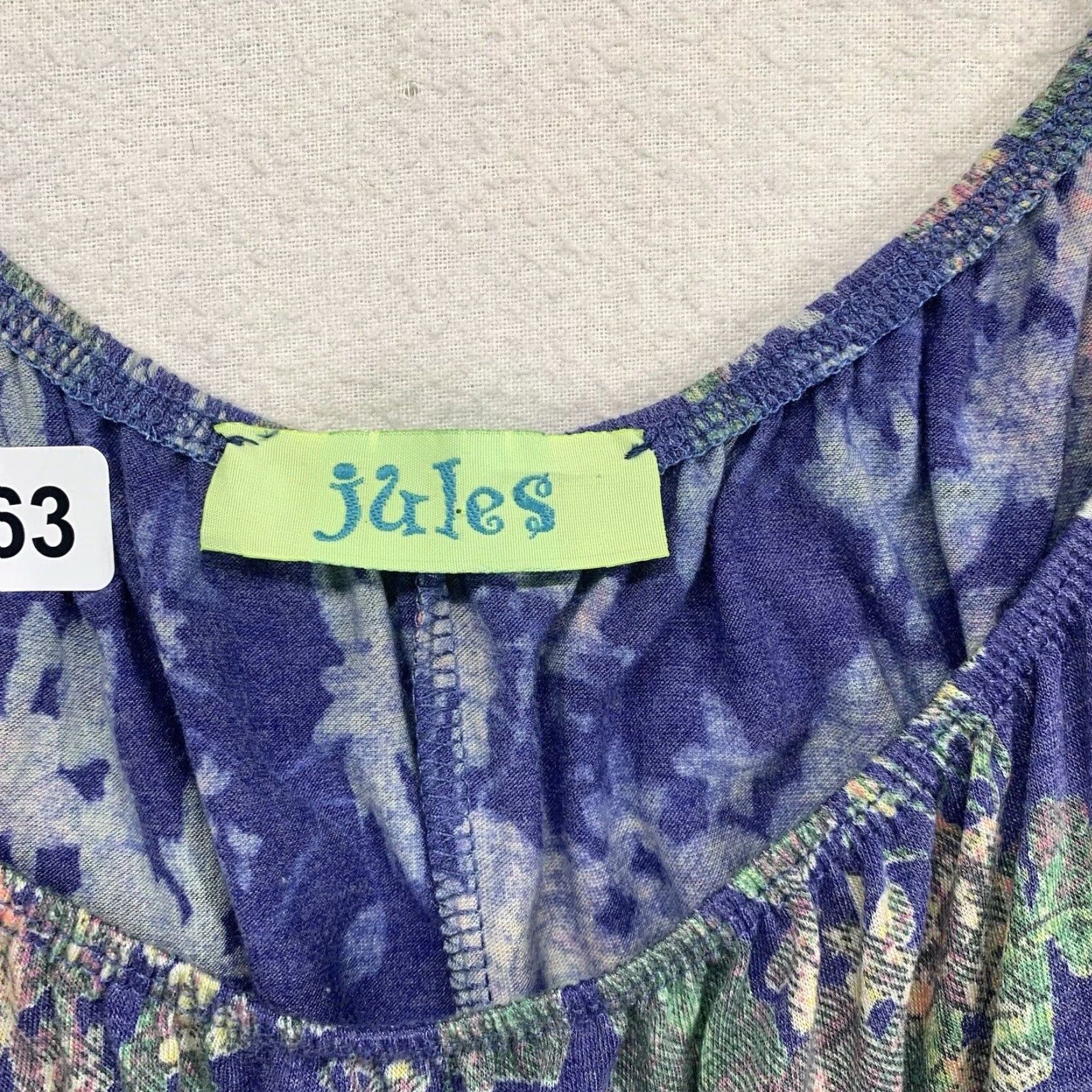 Bell VINTAGE Jules Blouse Shirt Boho Tunic Blue Floral 3/4 Bell Sleeve Crochet Embroidered USA Made Women L Size L / US 10 / IT 46 - 4 Thumbnail