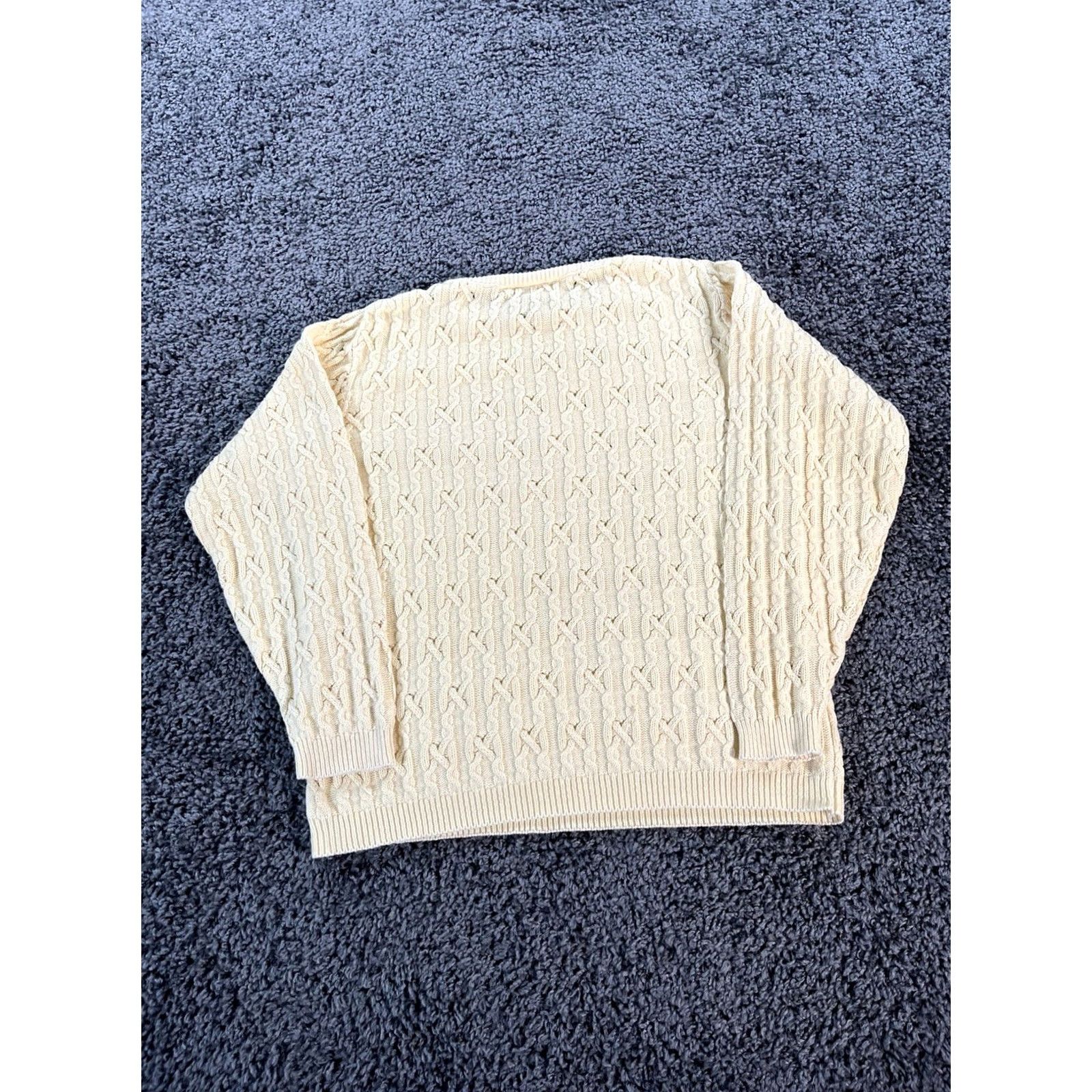 Orvis VINTAGE Orvis Sweater Casual Womens Medium Cable-Knit Crew Neck Yellow 90s Pullover Girls? Size M / US 6-8 / IT 42-44 - 5 Thumbnail