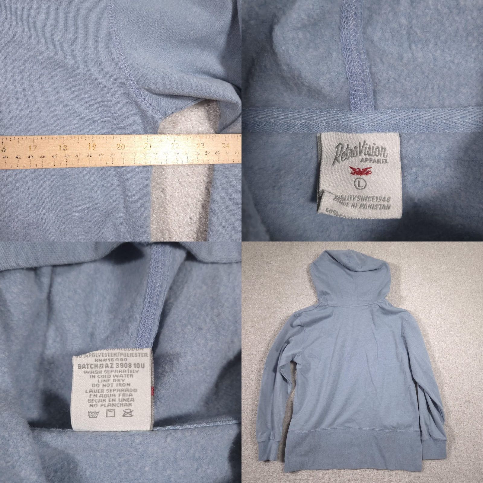 Vintage RetroVision Apparel Hoodie Womens L Blue Rocky Mountain Pullover Sweatshirt Graphic Print Pockets Crew Neck Fleece Polyester Long Sleeve Size L / US 10 / IT 46 - 8 Thumbnail