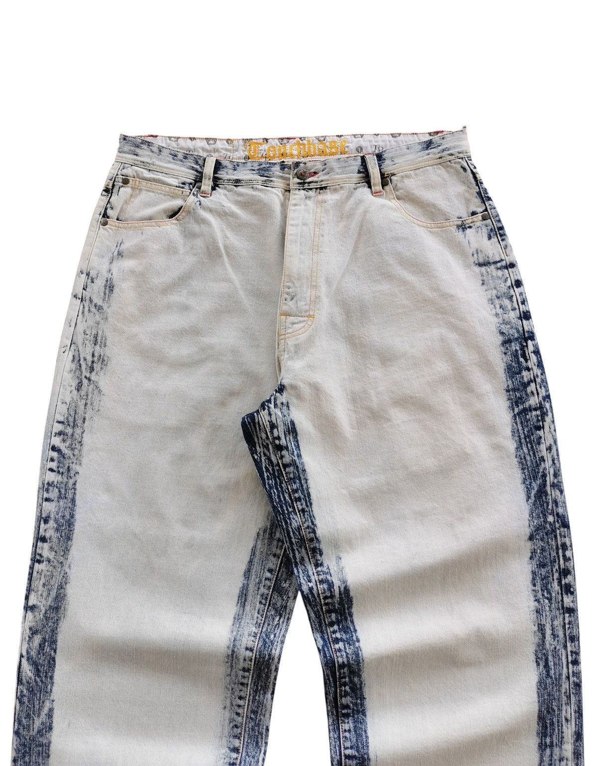 JNCO Touchbase 935 Baggy Jeans White with Blue Acid Wash Size 36 Size US 36 / EU 52 - 5 Thumbnail