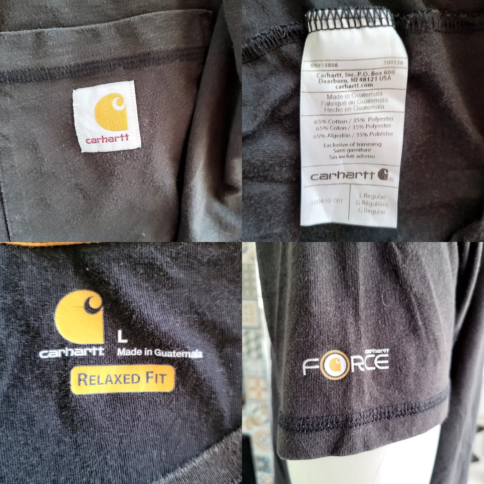 Carhartt Carhartt Men's Charcoal Black Logo T-Shirt | Front Pocket Design | Large Size US L / EU 52-54 / 3 - 8 Thumbnail