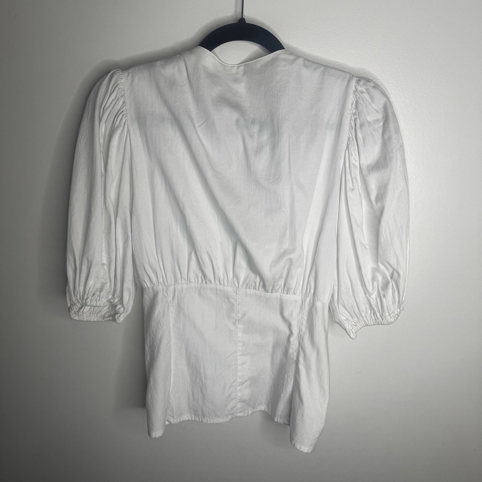 Vintage Vintage CottageCore Cotton Puff Sleeve White Blouse Size S / US 4 / IT 40 - 4 Thumbnail