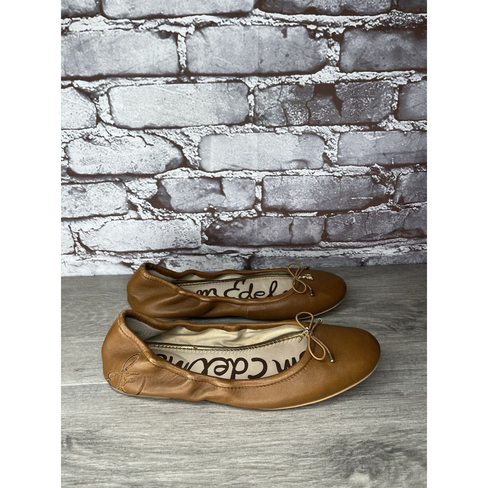 Sam Edelman Sam Edelman Felicia Brown Leather Bow Classic Ballet Flats W Size US 7.5 / IT 37.5 - 18 Thumbnail