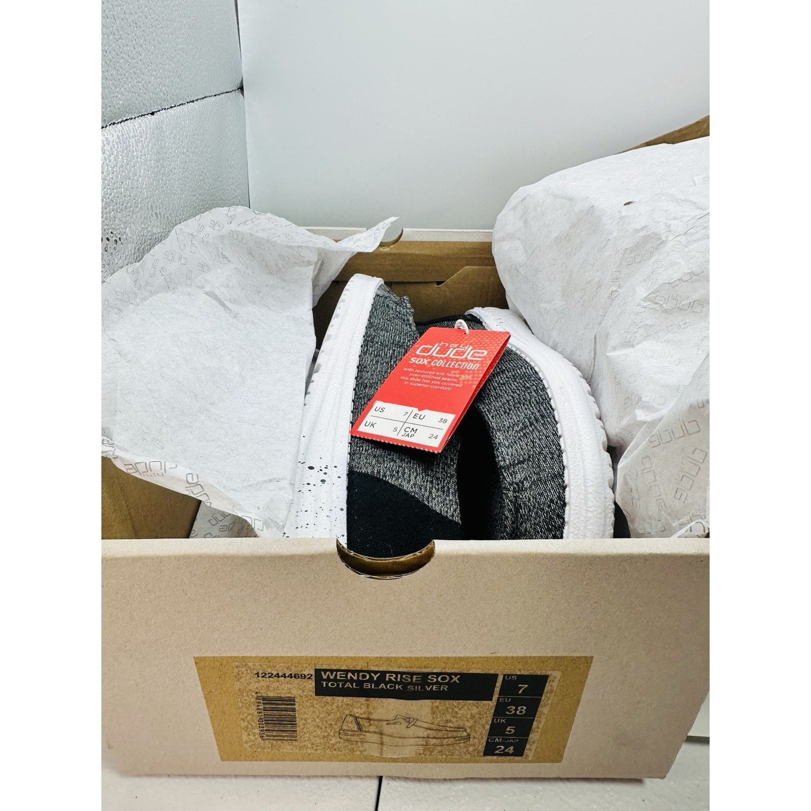Other Size 7 - Hey Dude Women's Wendy Rise Sox-Total Black Silver Size US 7 / IT 37 - 7 Thumbnail