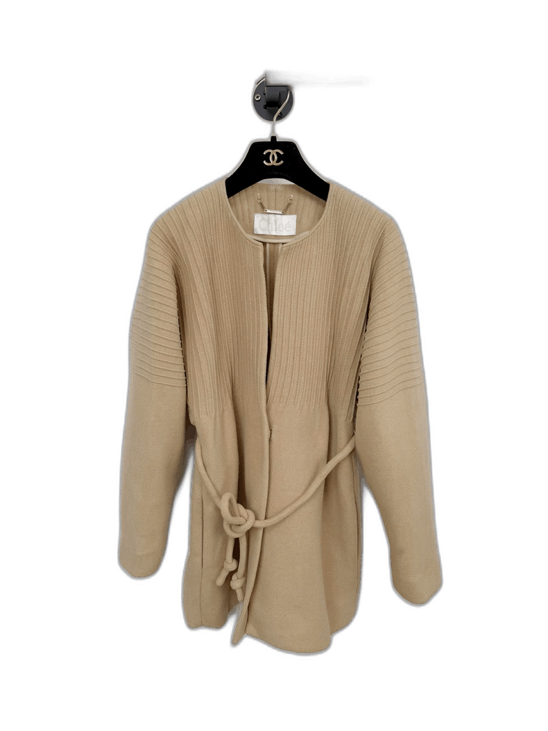Chloe Chloe Beige Wool Knit Outerwear Jacket Size XS / US 0-2 / IT 36-38 - 1 Thumbnail