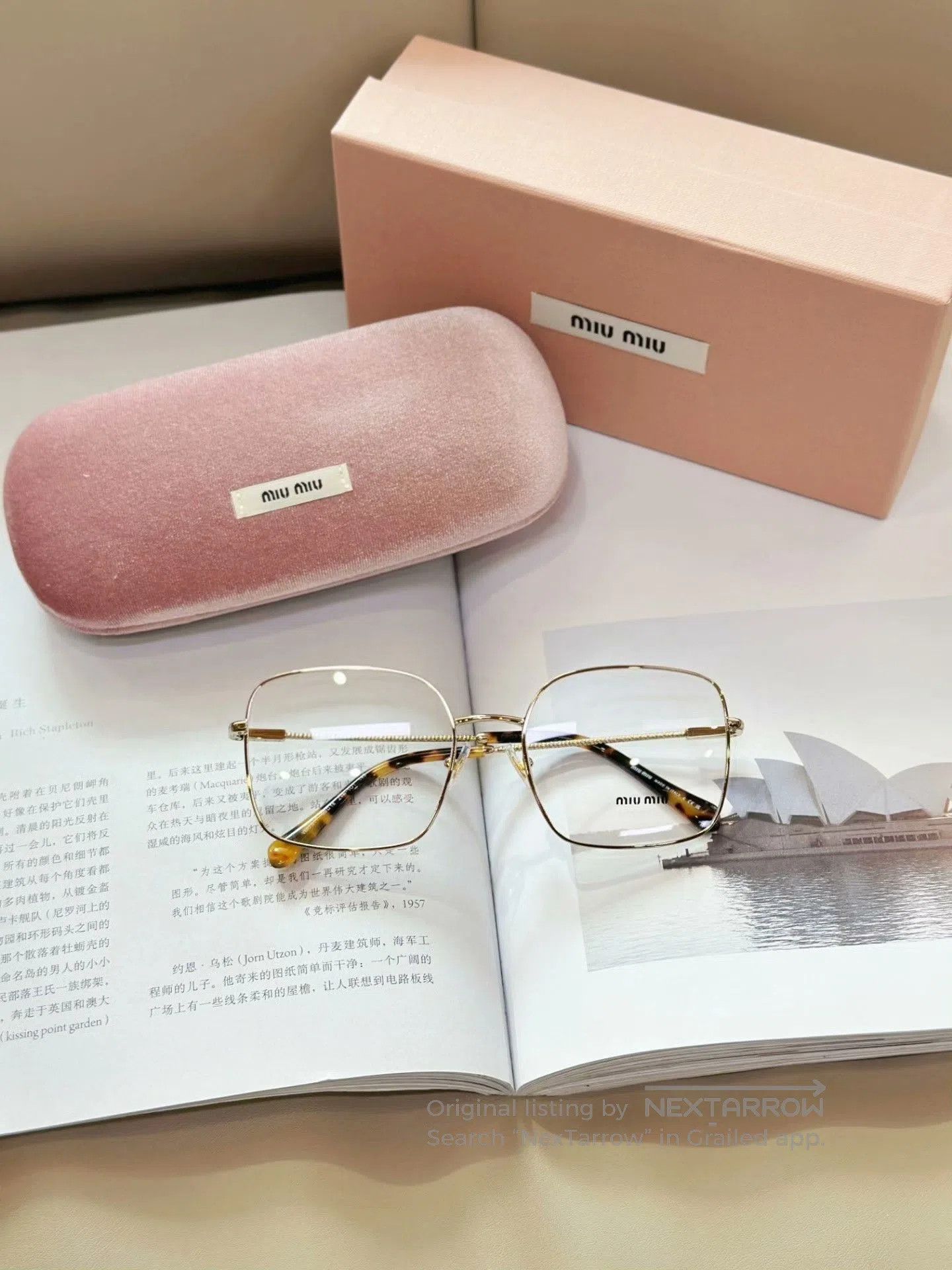 Miu Miu Miu Miu Gold Square-Round Plain Glasses. Size ONE SIZE - 1 Thumbnail