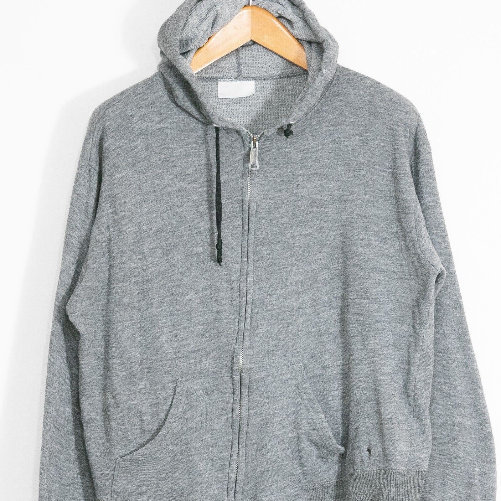 Vintage Vintage 70s Thermal Zip Up Hoodie Mens Large - Boxy Cropped Size US L / EU 52-54 / 3 - 2 Thumbnail