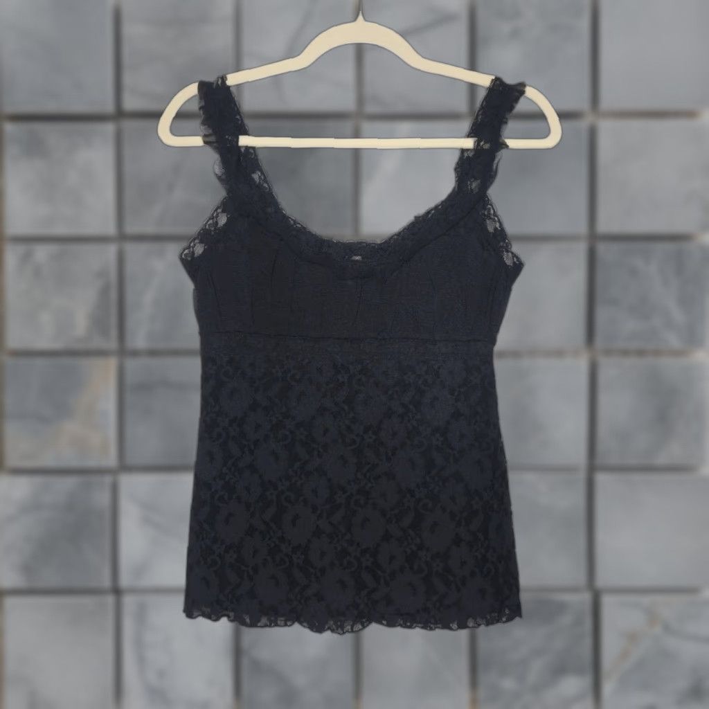 Vintage VINTAGE Ambrielle Black Lace Tank Top Cami Tank Womens M Black Floral Sheer 90s Emo Goth Whimsy Size M / US 6-8 / IT 42-44 - 1 Thumbnail