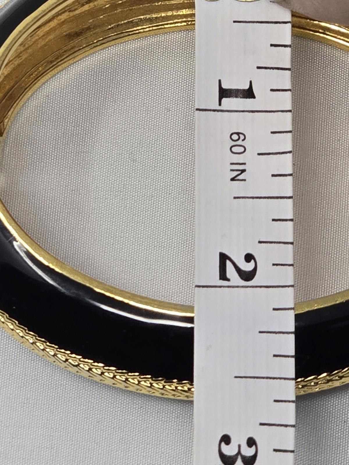 St. John Vintage St. John Black Enamel Gold Tone Herringbone Bangle Size ONE SIZE - 6 Thumbnail