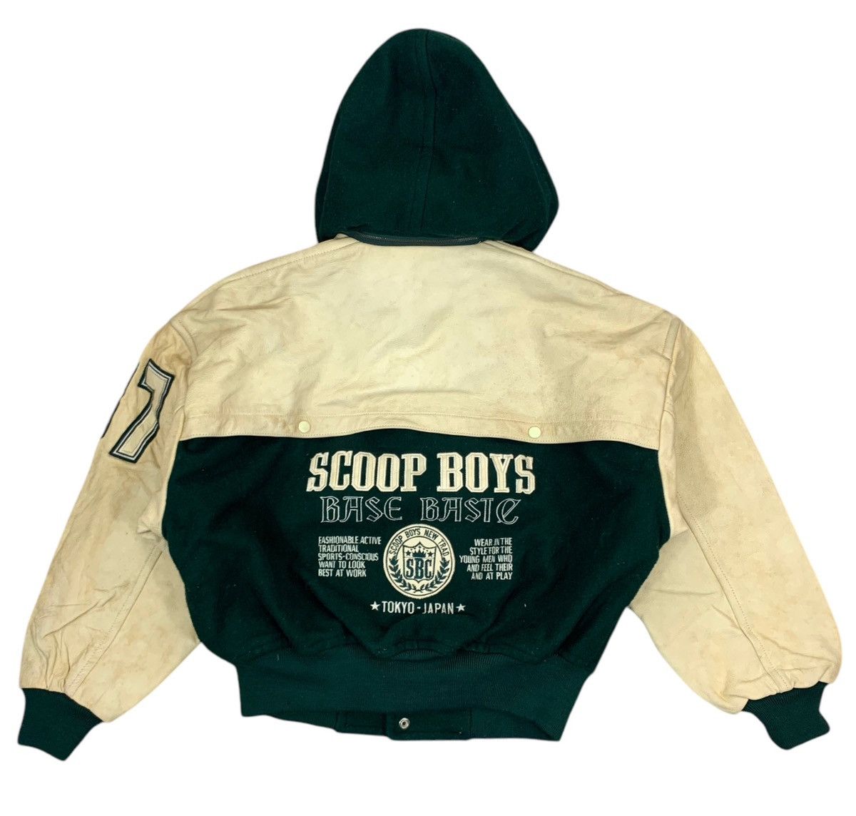 Other VINTAGE SCOOP BOYS VARSITY LEATHER BOMBER JACKET HOODIE Size US M / EU 48-50 / 2 - 9 Thumbnail