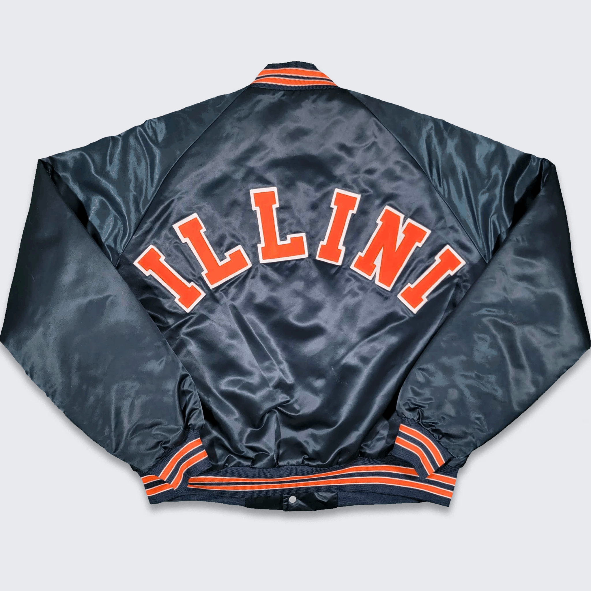 Vintage Illinois Ilini Vintage 80s Chalk Line Satin Bomber Jacket Size US XL / EU 56 / 4 - 1 Thumbnail