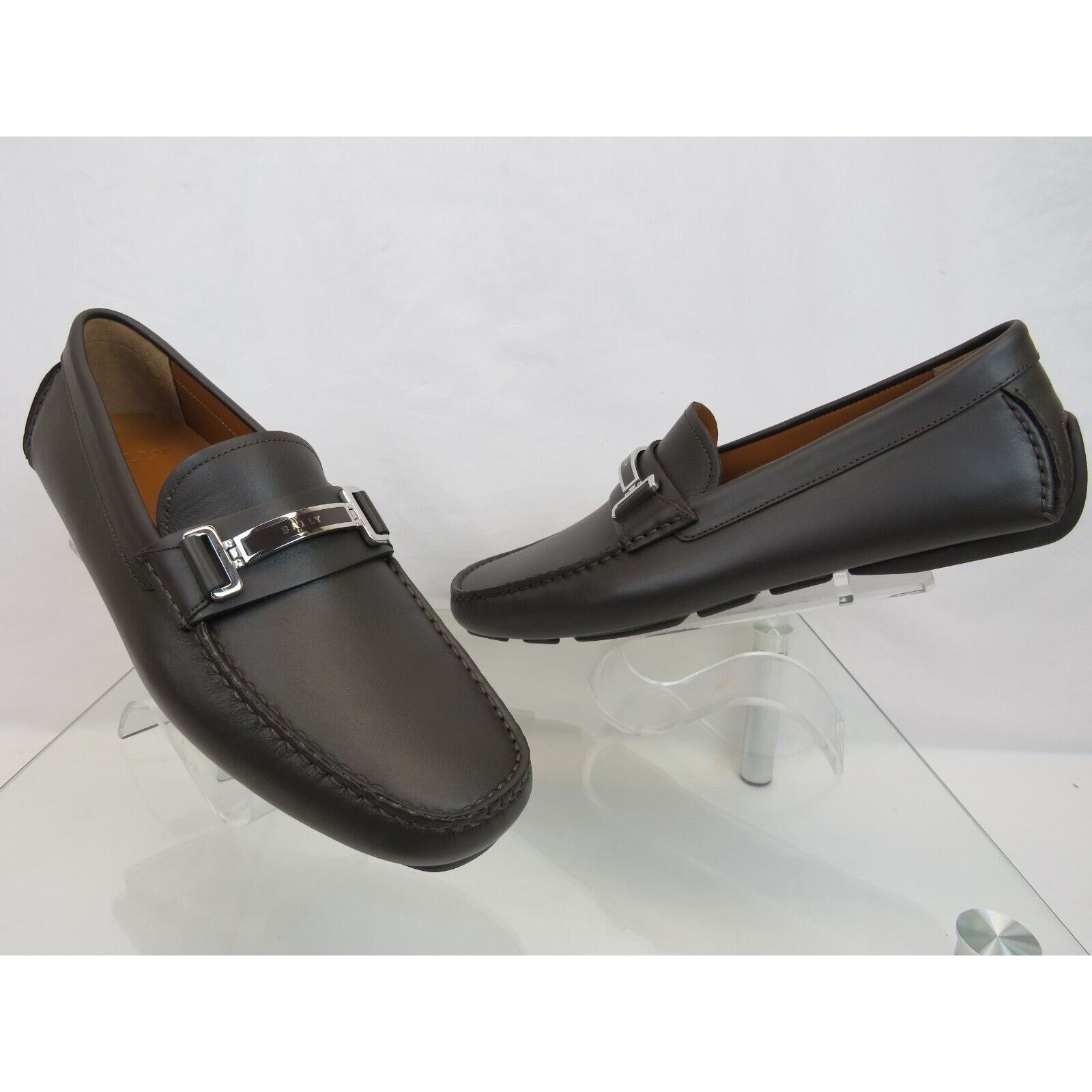 Bally BALLY DRULIO BROWN LEATHER METAL LOGO DRIVING LOAFERS 11 D Size US 11 / EU 44 - 5 Thumbnail