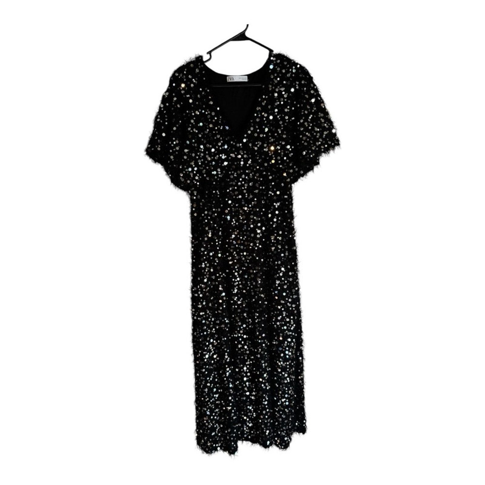 Zara Limited Edition Black Sequin Midi Dress