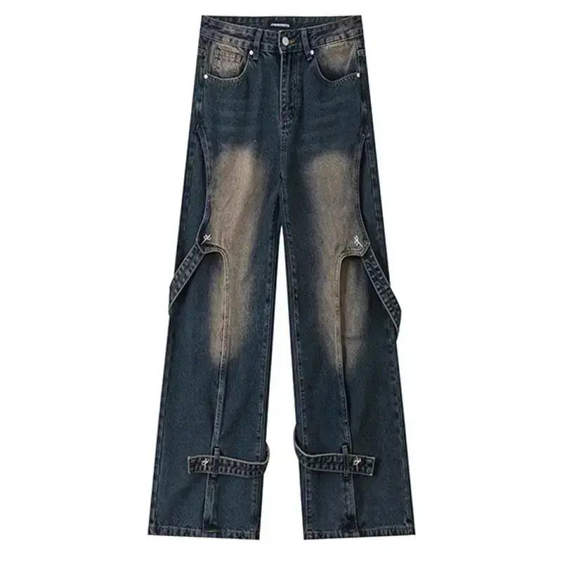 Japanese Brand Retro straight washed patchwork jeans Size US 32 / EU 48 - 3 Thumbnail