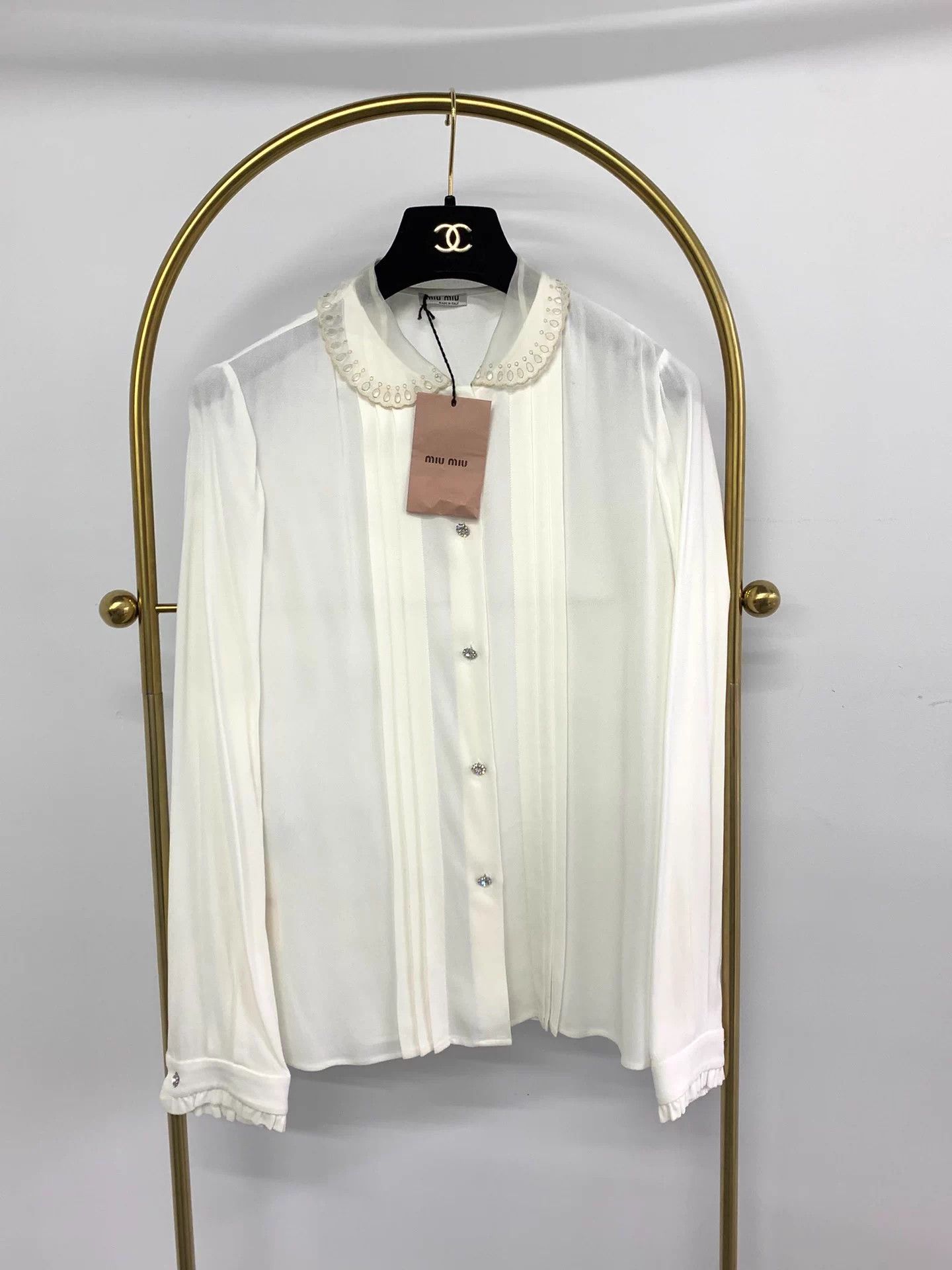 Miu Miu MIU MIU Doll Collar White Shirt 38 NWT Size S / US 4 / IT 40 - 1 Thumbnail