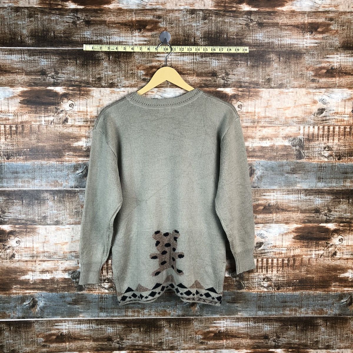 Aran Isles Knitwear × Japanese Brand Mochi Knit Sweaters Flower And Bear Gray #973 Size M / US 6-8 / IT 42-44 - 11 Thumbnail