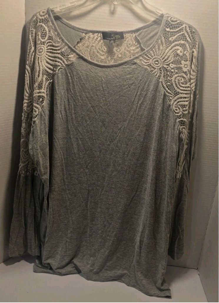 The Unbranded Brand susan betro tops Long Sleeve Gray Lace 1X Size XL / US 12-14 / IT 48-50 - 1 Thumbnail