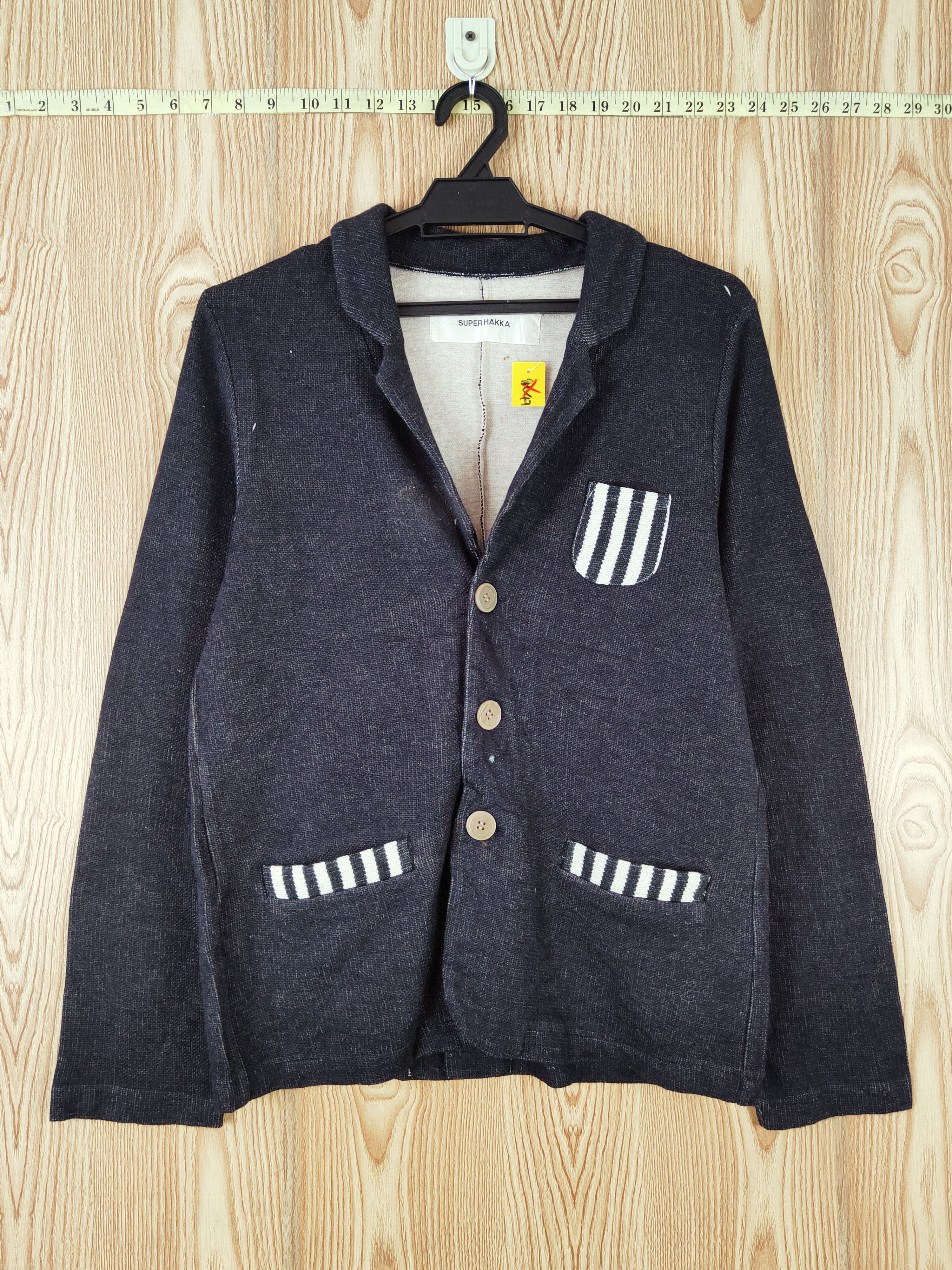 Homespun Knitwear Super Hakka Blue Black Knitwear cardigan blazer #W876 Size US M / EU 48-50 / 2 - 1 Thumbnail