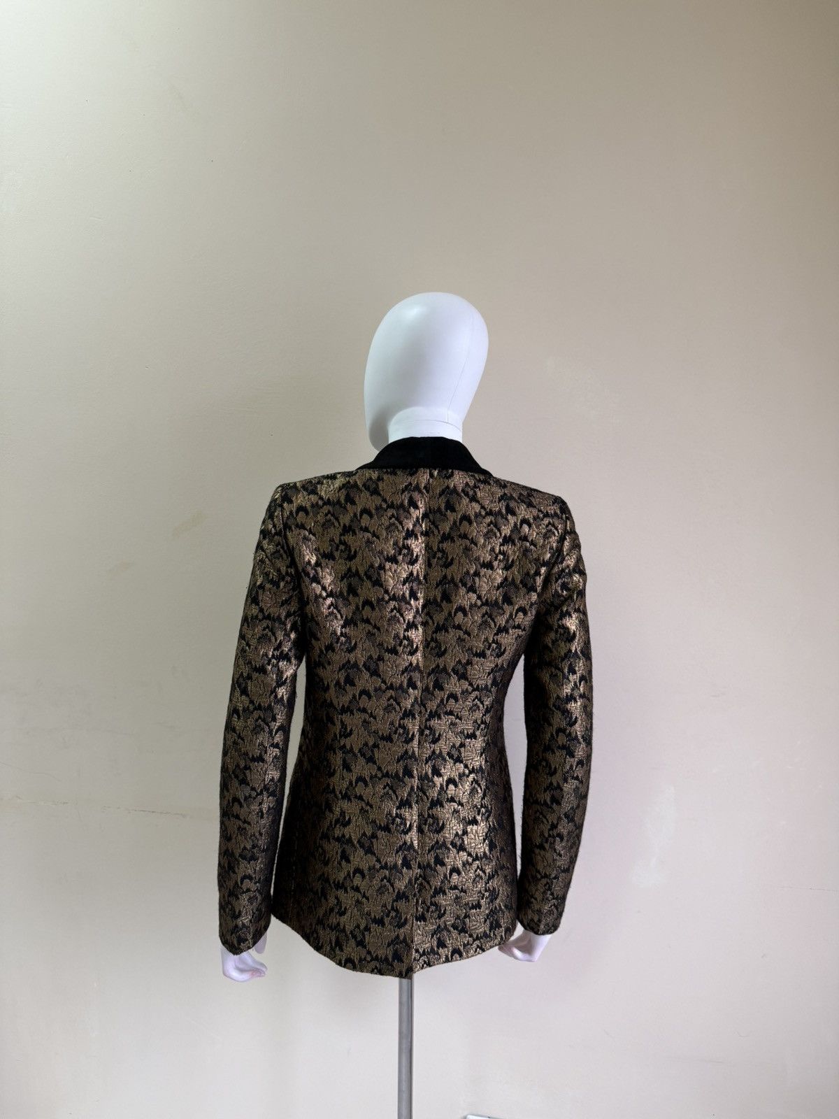 Sezane Sezane Womens Black Gold Jacquard Blazer Jacket Size 36 Size XS / US 0-2 / IT 36-38 - 7 Thumbnail