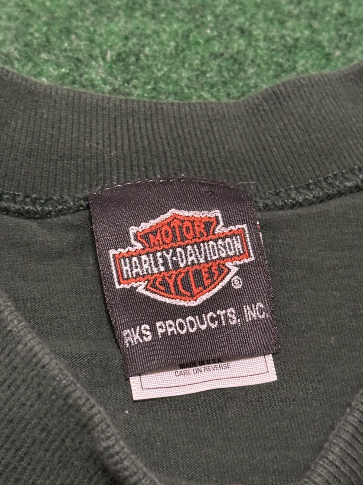 Harley Davidson Harley Davidson Green Embroidered Biker Large 90s T Shirt Size US L / EU 52-54 / 3 - 3 Thumbnail