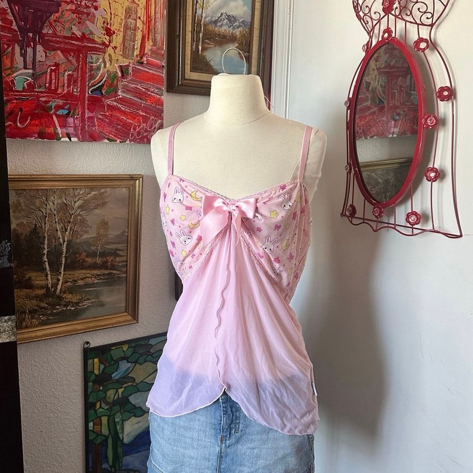 Other bigforlittle bunny pink mesh tank top Size XXL / US 16-18 / IT 52-54 - 1 Thumbnail