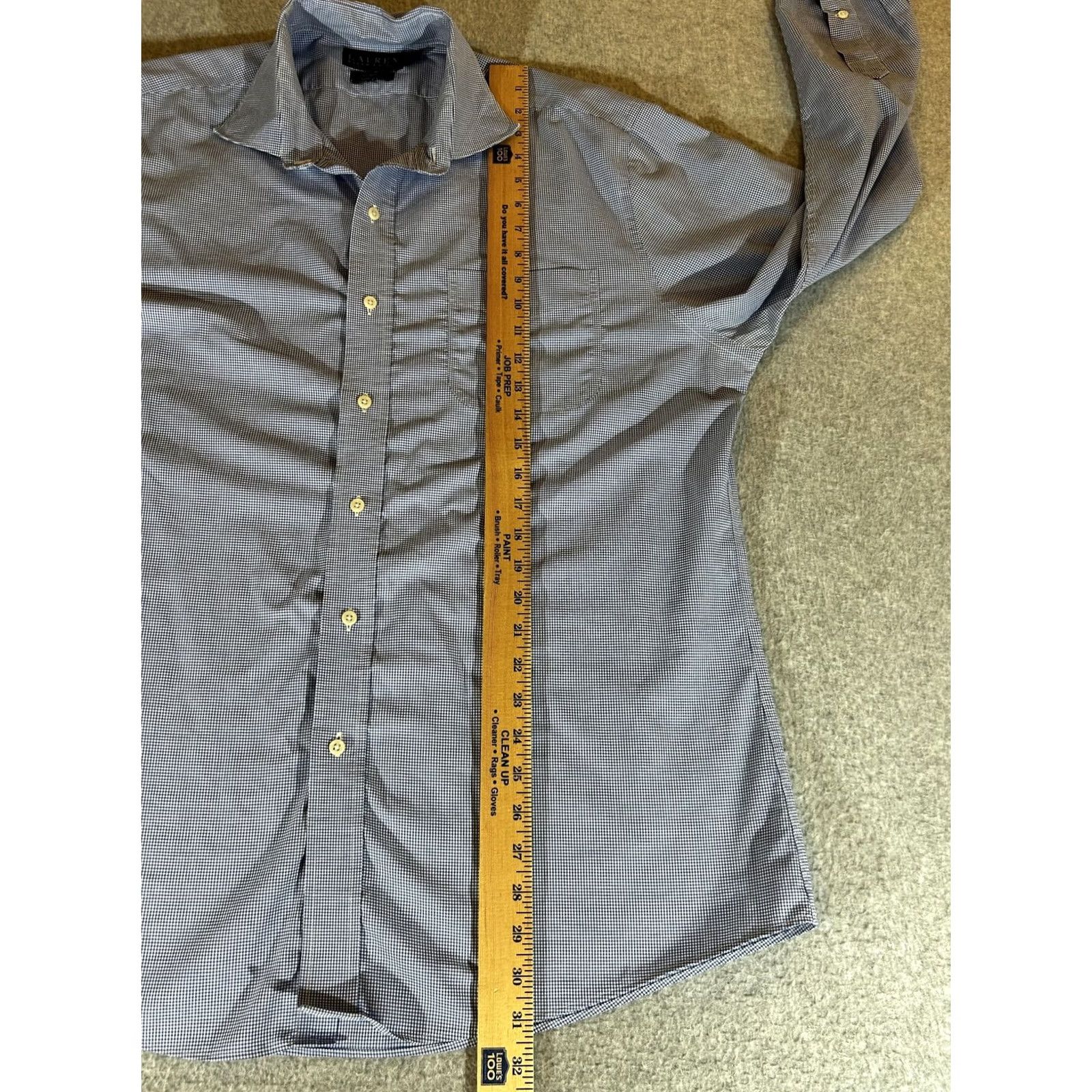 Ralph Lauren Ralph Lauren Dress Shirt Mens XL 17.5 Blue Gingham Slim Non-Iron Business Shirt Mens 17.5 Neck 36/37 Sleeve Size 48R - 5 Thumbnail