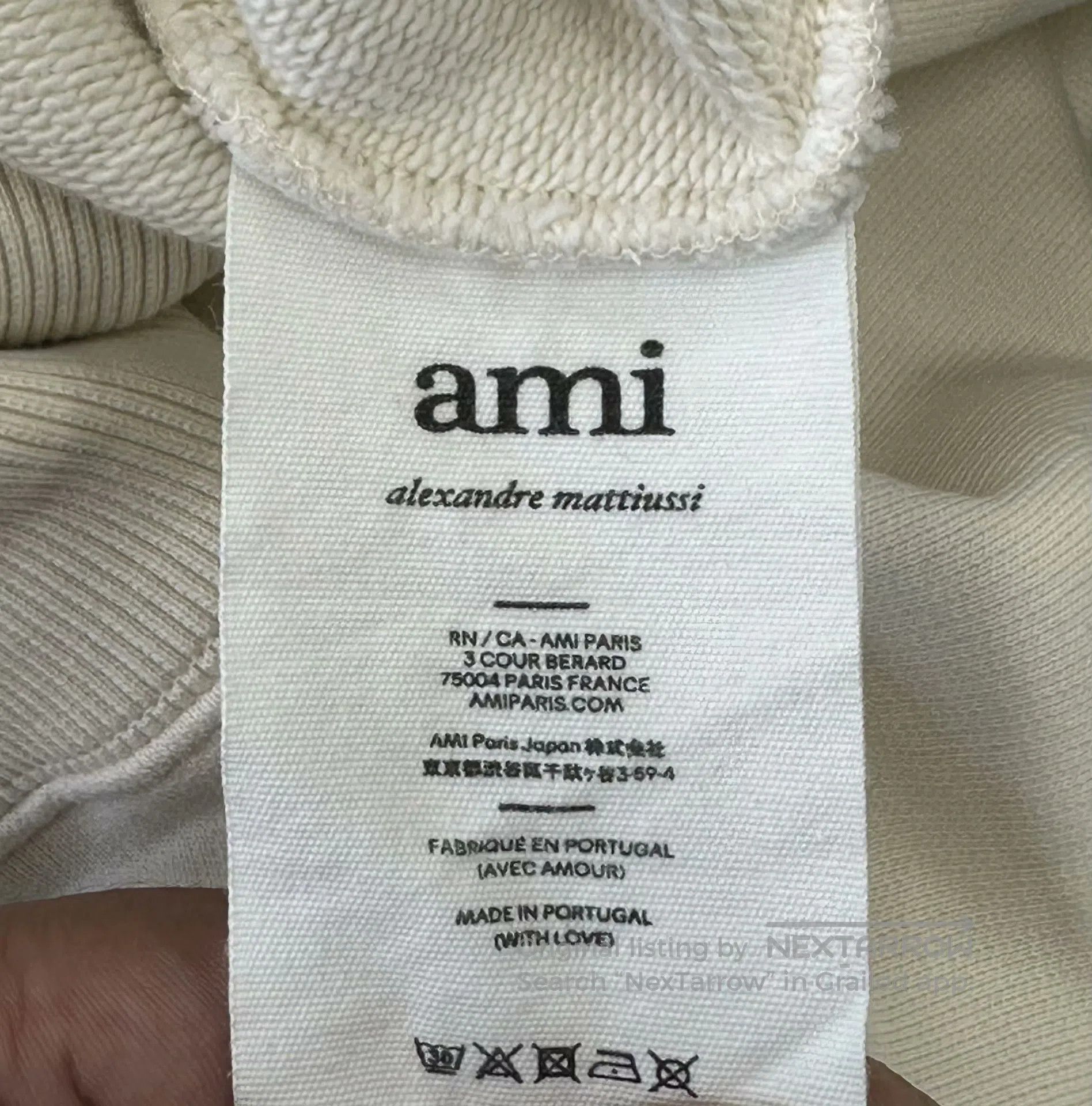 AMI Ami Beige Heart Embroidered Logo Semi-Zip Hoodie| Size US S / EU 44-46 / 1 - 4 Thumbnail