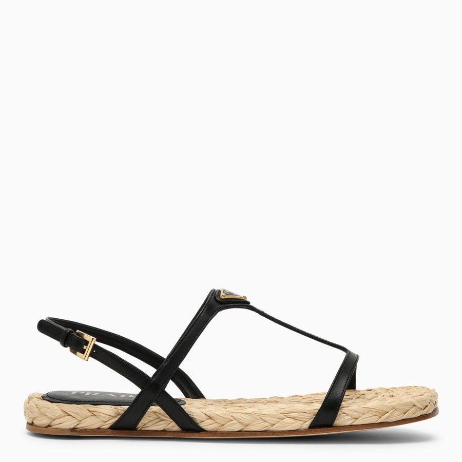 Prada o1d2blof0924 Logo Sandals in Black Size US 10 / IT 40 - 1 Thumbnail